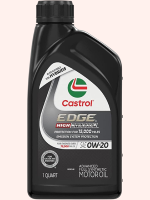 Castrol EDGE High Mileage 0W-20 Advanced Full Synthetic Motor Oil – 1 Quart, 6-Pack