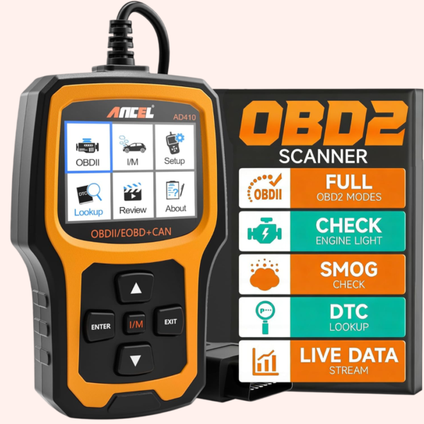ANCEL AD410 Enhanced OBD2 Scanner, Automotive Code Reader for Check Engine Light, OBD II Fault Diagnostic Scan Tool for 1996+ OBD2 Vehicles, Black/Yellow