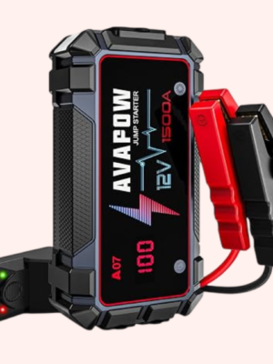 AVAPOW Car Jump Starter 1500A, Portable Battery Booster Pack with Jumper Cables, 12V Jump Box for Up to 7.0L Gas & 5.5L Diesel Engines, LED Light & USB QC3.0