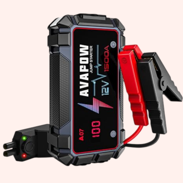 AVAPOW Car Jump Starter 1500A, Portable Battery Booster Pack with Jumper Cables, 12V Jump Box for Up to 7.0L Gas & 5.5L Diesel Engines, LED Light & USB QC3.0