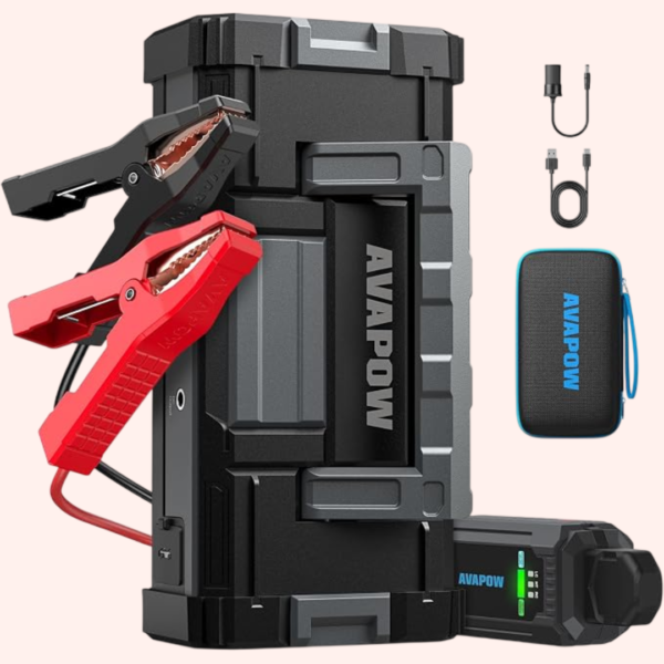 AVAPOW 6000A Car Battery Jump Starter, Portable Heavy-Duty Jump Starter Battery Pack with Jumper Cables, 12V Car Jump Box for Emergency Roadside Assistance