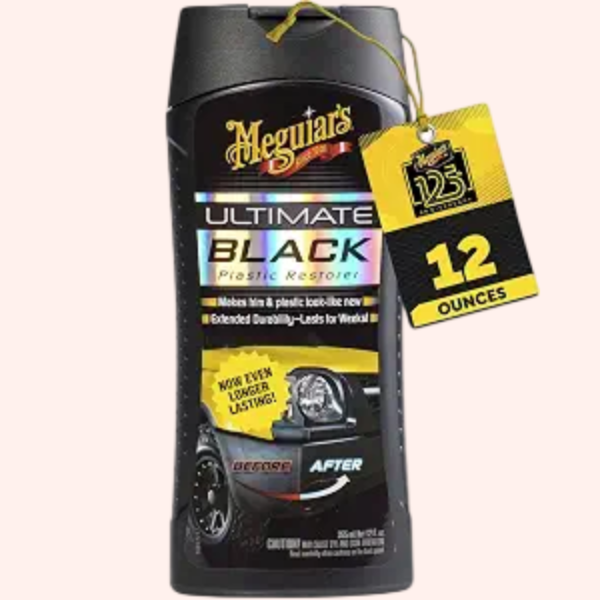 Nowzar Distributors - Products (18) Meguiar's Ultimate Black Plastic Restorer, Car Restorer for Faded Black Plastic, Vinyl & Rubber, Restores Deep Color & Shine, 12 Oz