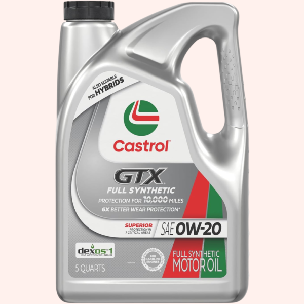 Castrol GTX Full Synthetic 0W-20 Motor Oil – 5 Quarts
