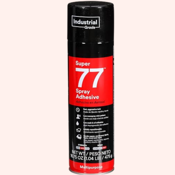Nowzar Distributors - Products (27) 3M Super 77 Multipurpose Permanent Spray Adhesive, High-Strength Glue for Fabric, Foam, Plastic & More, 16.75 Oz
